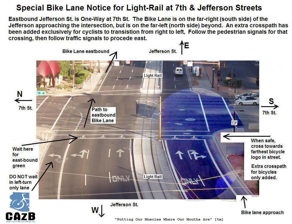 Bike Lanes and Light Rail 7th to 24th Streets along Washington & Jefferson Streets.