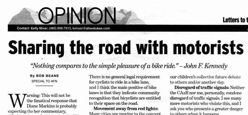 Special to the AFN: Sharing the road with motorists