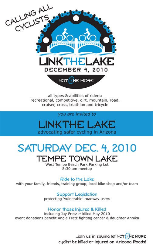 Valley Cyclist Rally, Tempe Lake Dec 4th Honoring Injured & Killed